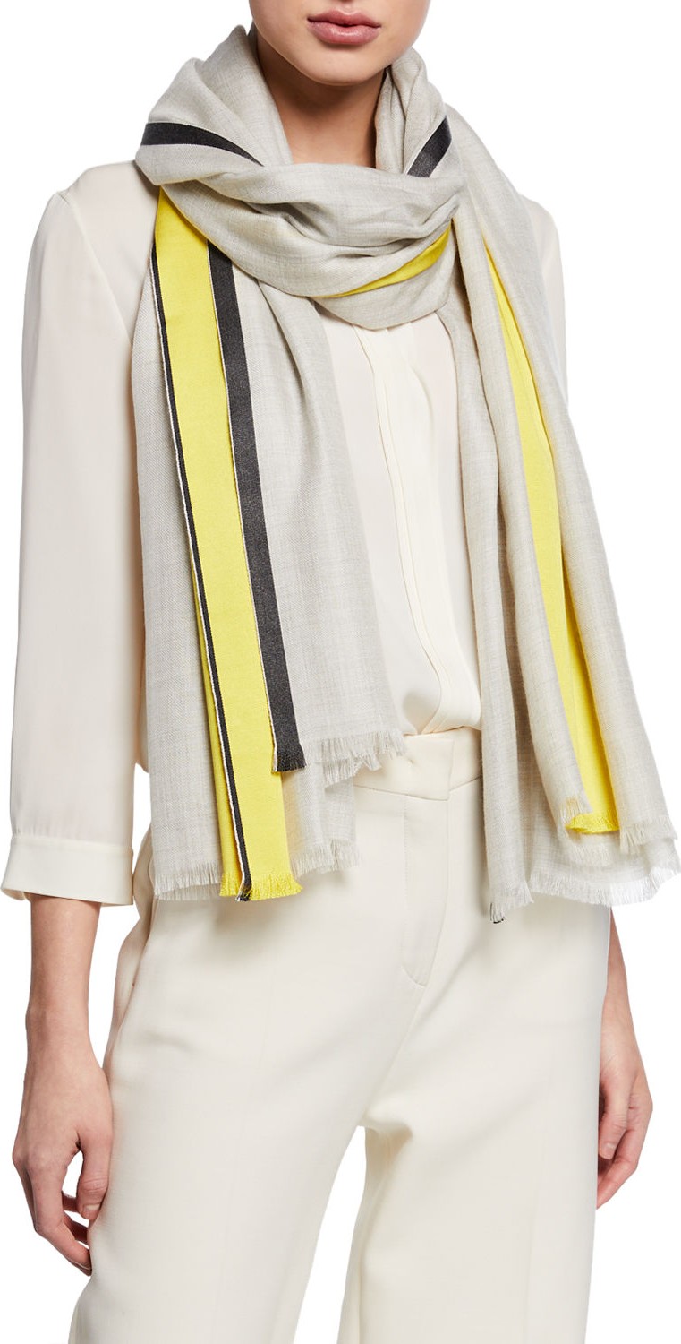 Loro Piana Colorblock Fringe Stole