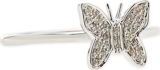 Sydney Evan 14-Karat White Gold Butterfly Ring with Pave Diamonds