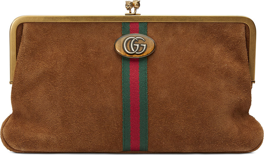 Gucci Ophidia GG Logo Suede Clutch Bag