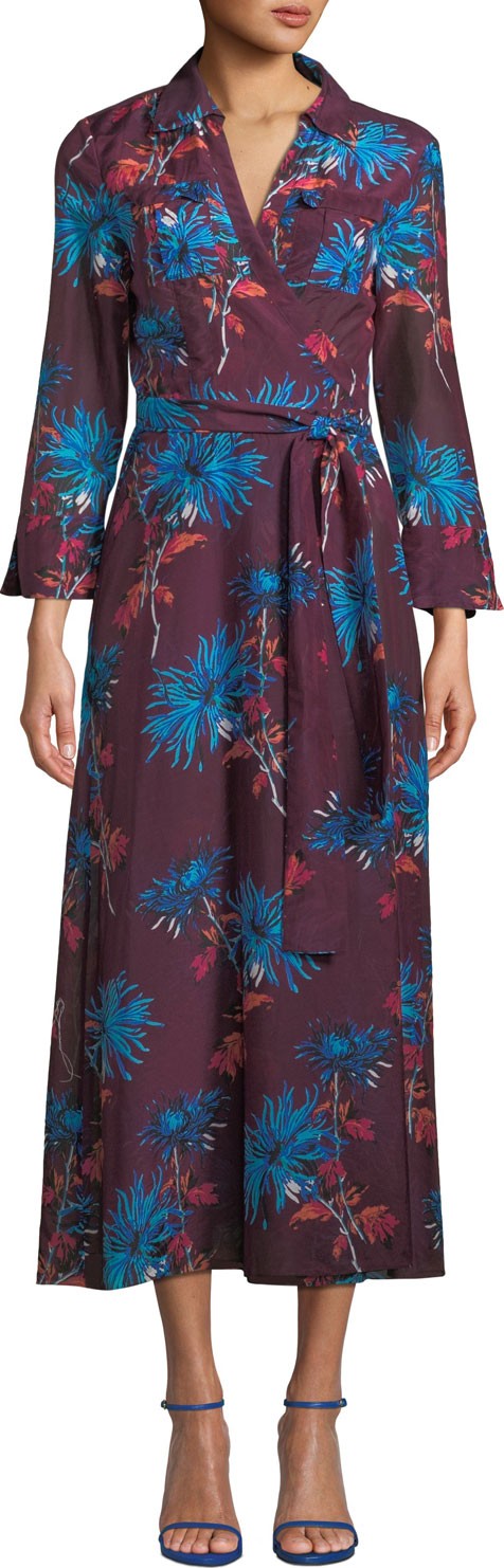 DIANE von FURSTENBERG Floral-Print Voile Maxi Wrap Dress