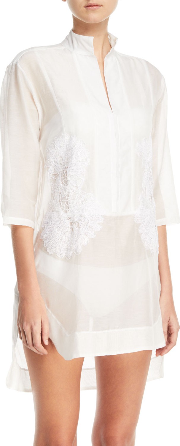 LILA.EUGENIE Empress 3/4-Sleeves Voile Coverup Shirtdress Coverup