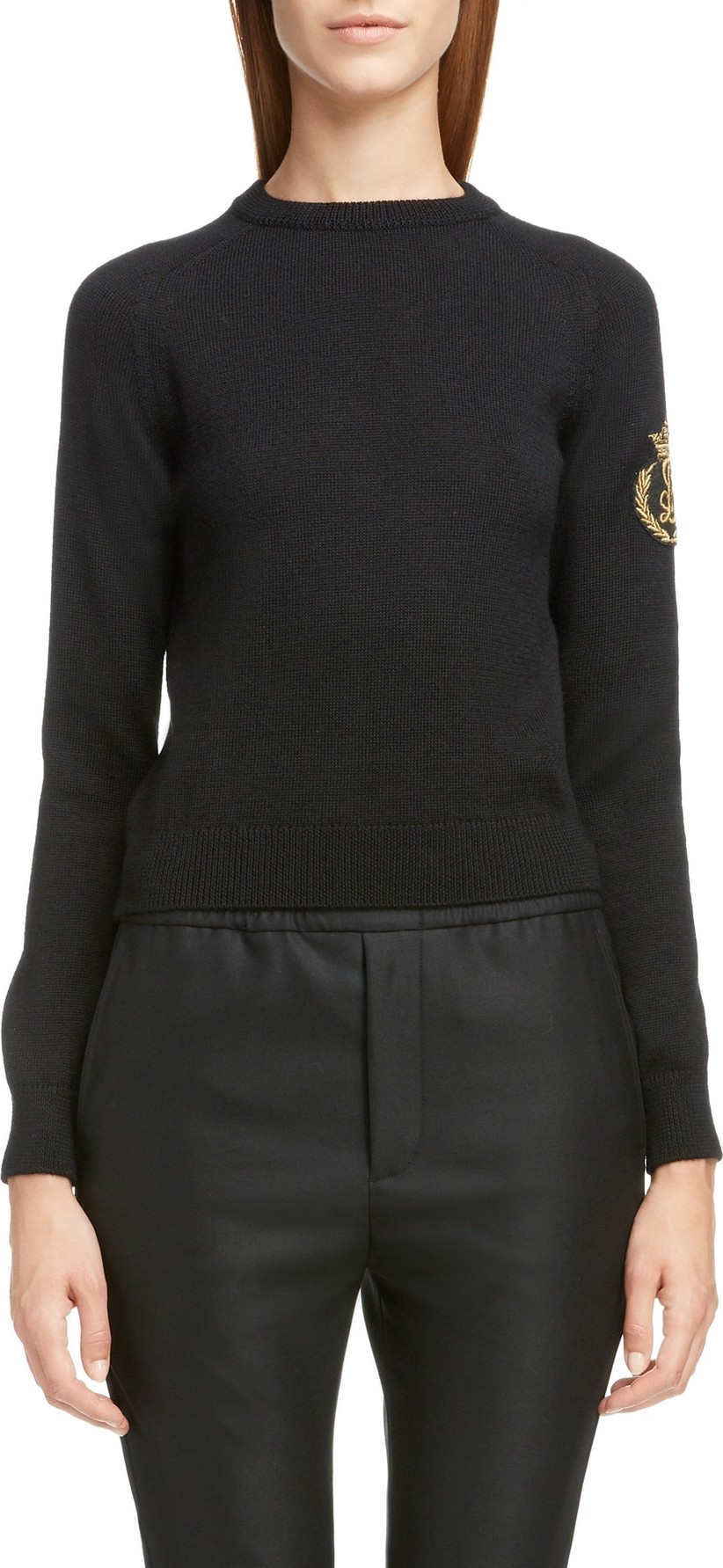 Saint Laurent Crown Logo Patch Wool Sweater