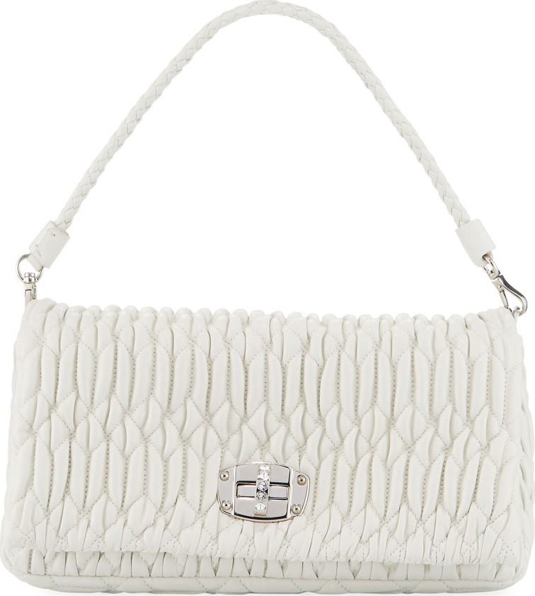 Miu Miu Matelasse Leather Shoulder Bag w/ Crystal Lock