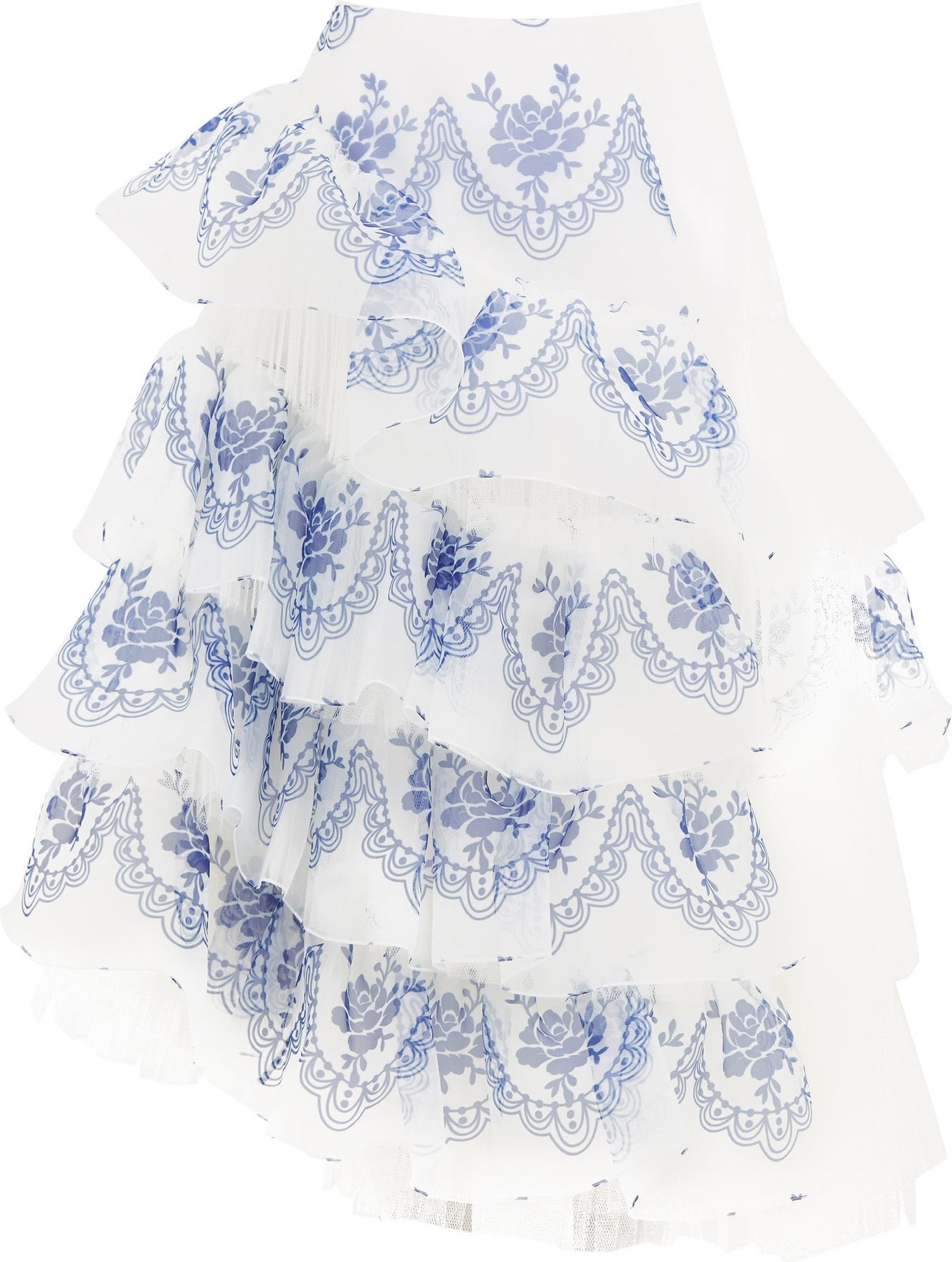 Simone Rocha Floral-print organza and tulle skirt