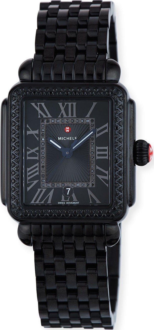 MICHELE 18mm Deco Madison Noir Diamond Watch