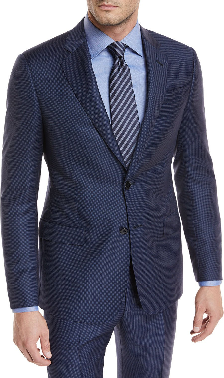 Giorgio Armani Tonal-Dot Wool Two-Piece Suit