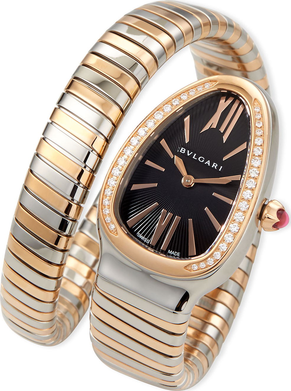 BVLGARI 35mm Serpenti Tubogas Diamond Watch, Two-Tone/Black