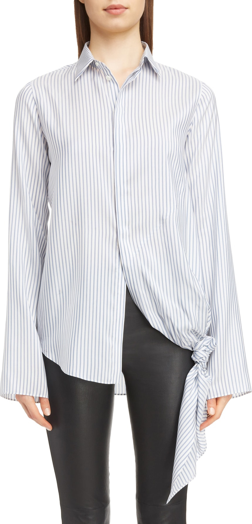 LOEWE Stripe Tie Hem Silk Shirt
