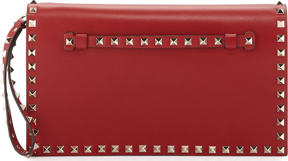 Valentino Rockstud Flap Wristlet Clutch Bag