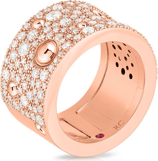Roberto Coin Pois Moi Luna 18k Rose Gold Diamond Ring, Size 6.5
