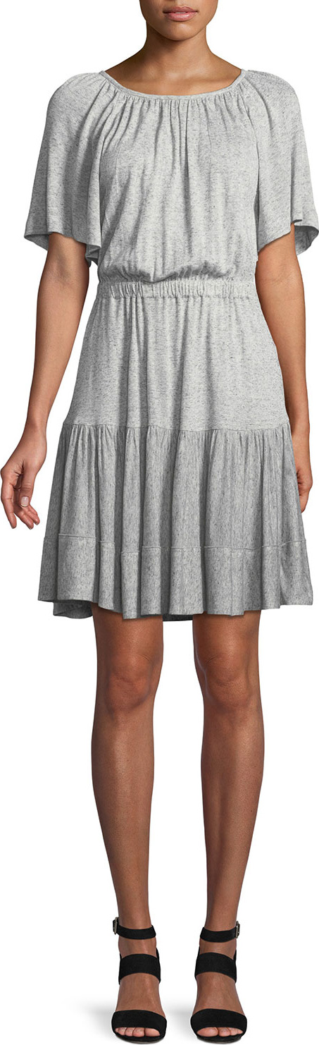 Rebecca Taylor Short-Sleeve Cutout-Back Jersey Dress