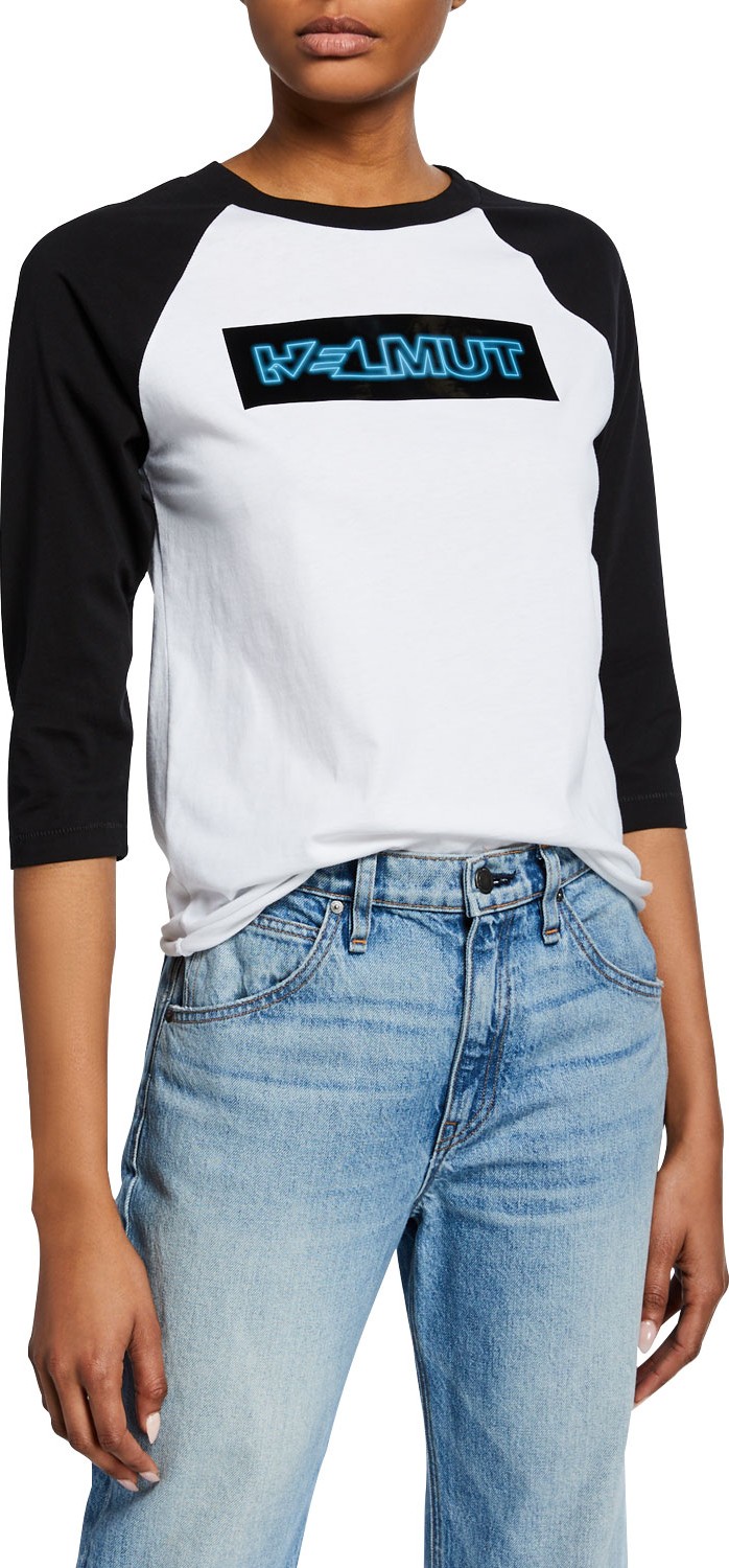 Helmut Lang Pigeon Logo Baseball Tee