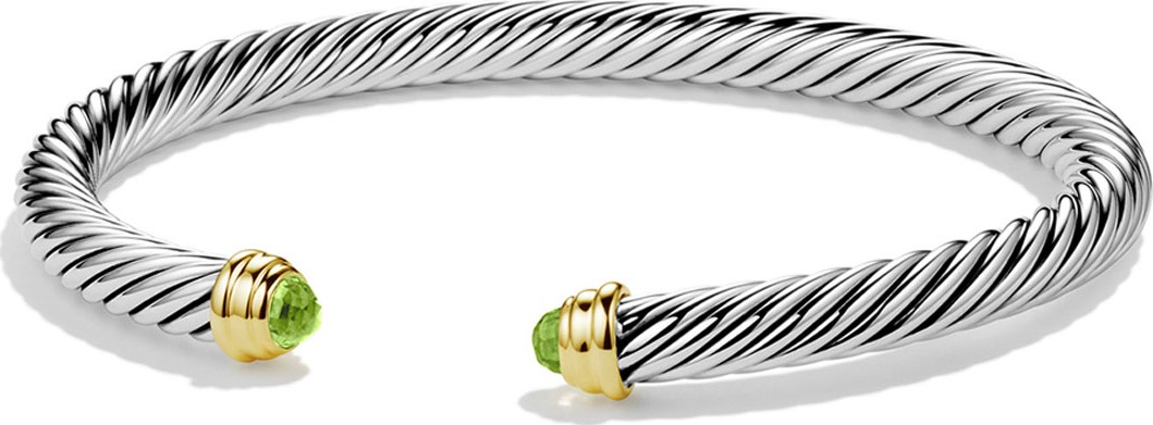 David Yurman Cable Classics Bracelet with Peridot and Gold