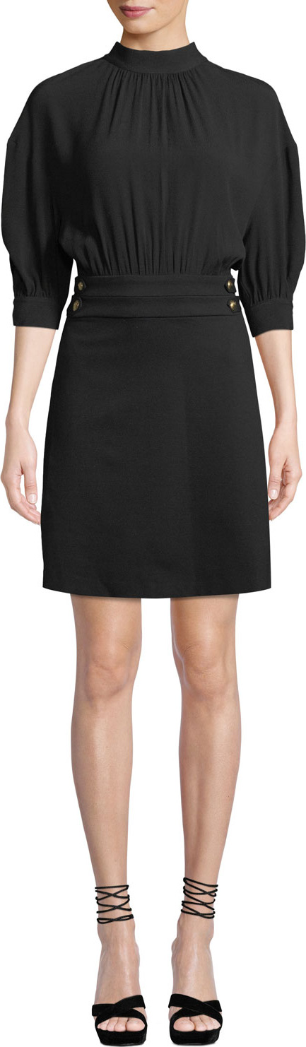 Pinko Mixed-Media Tie-Back Military Dress