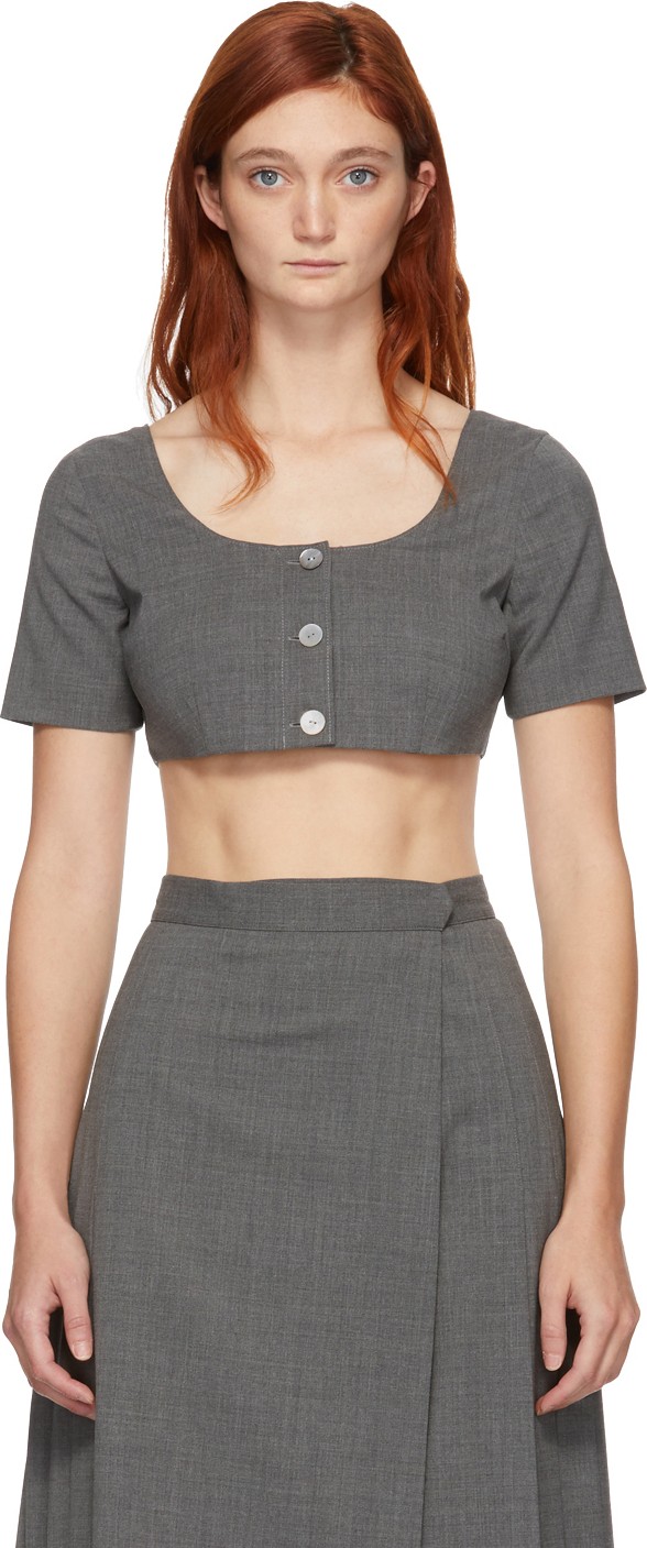 Maryam Nassir Zadeh Grey Lightweight Suiting Centre Blouse