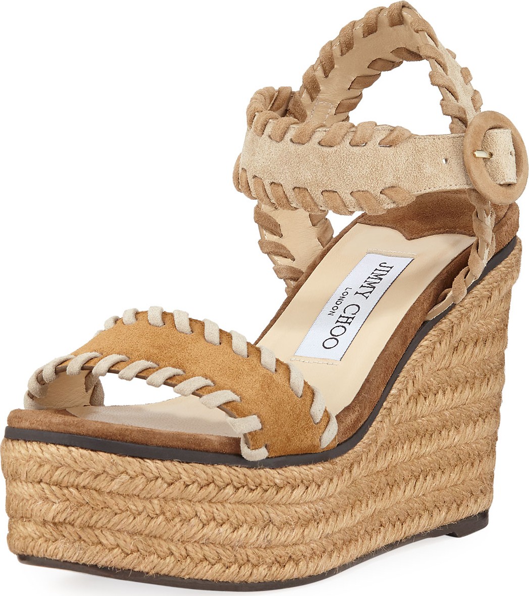 Jimmy Choo Abigail Whipstitched Platform Espadrilles