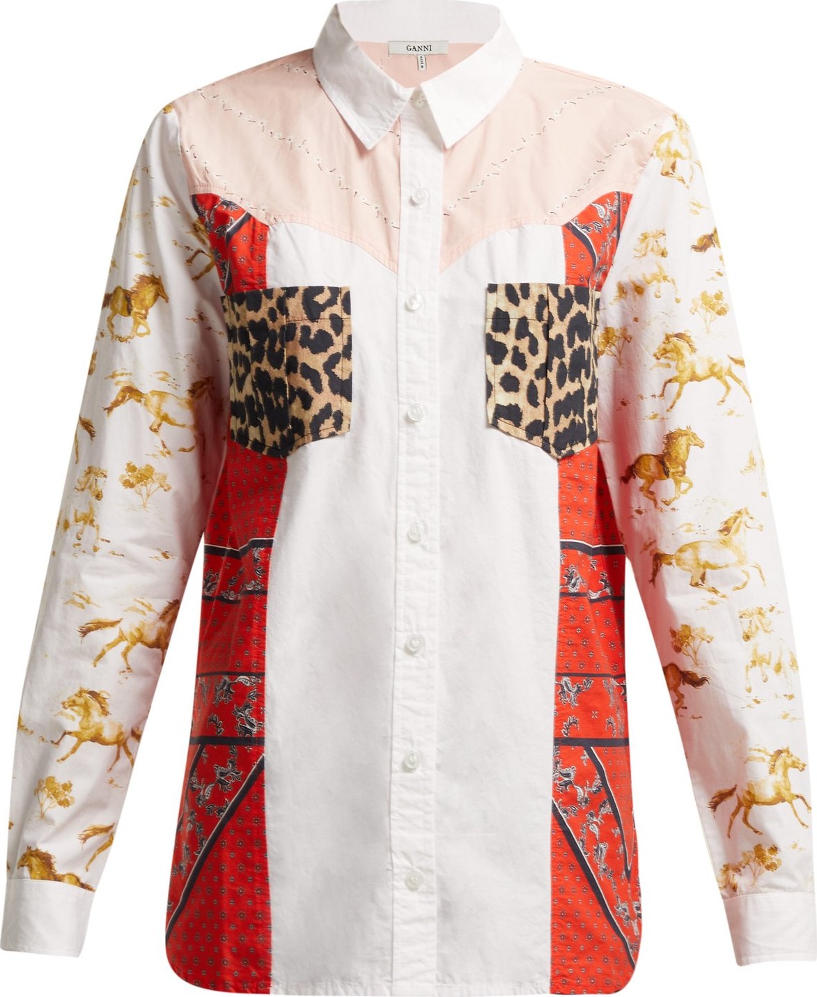 Ganni Sweeny patchwork cotton Western shirt