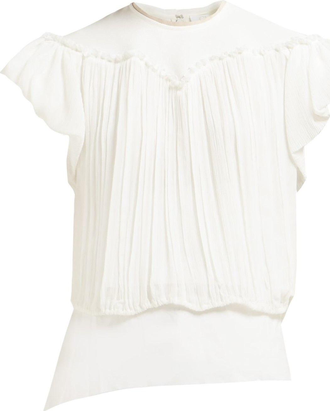 Chloe Crinkle-chiffon frill top