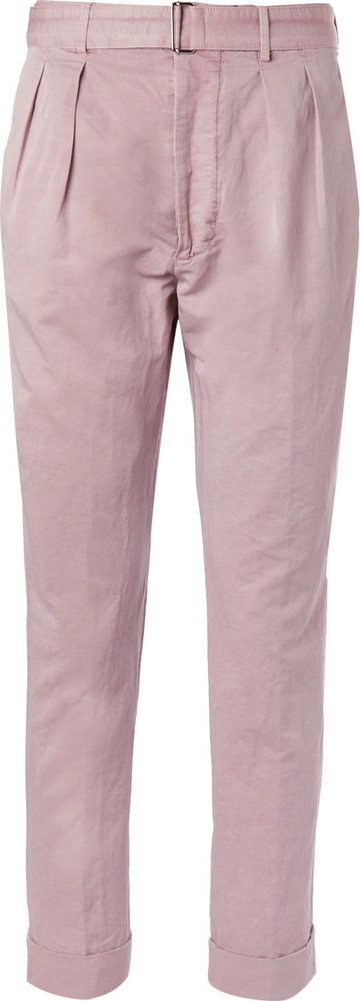 Officine Générale Light-Pink Tapered Cotton and Linen-Blend Trousers
