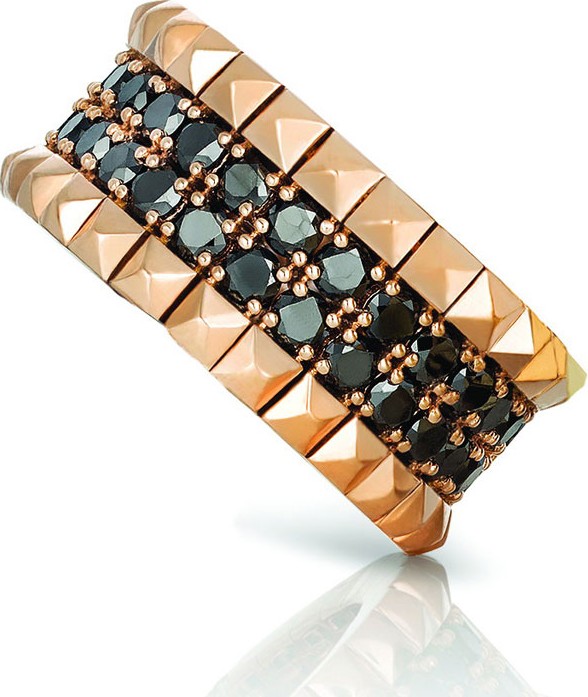 Roberto Coin 18k Rose Gold Black Diamond & Stud Ring