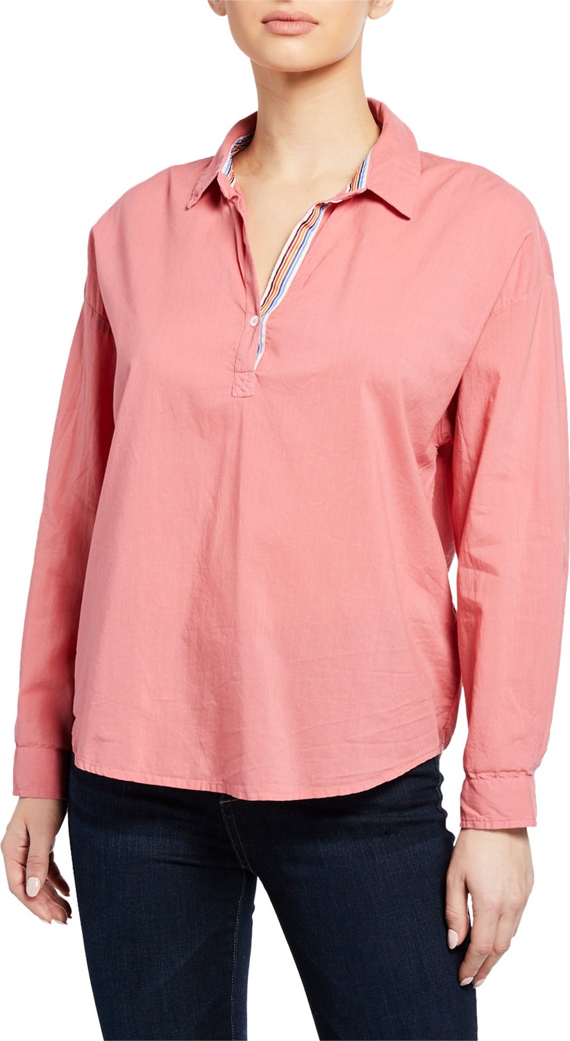 Velvet By Graham & Spencer Gina Button-Front Long-Sleeve Blouse