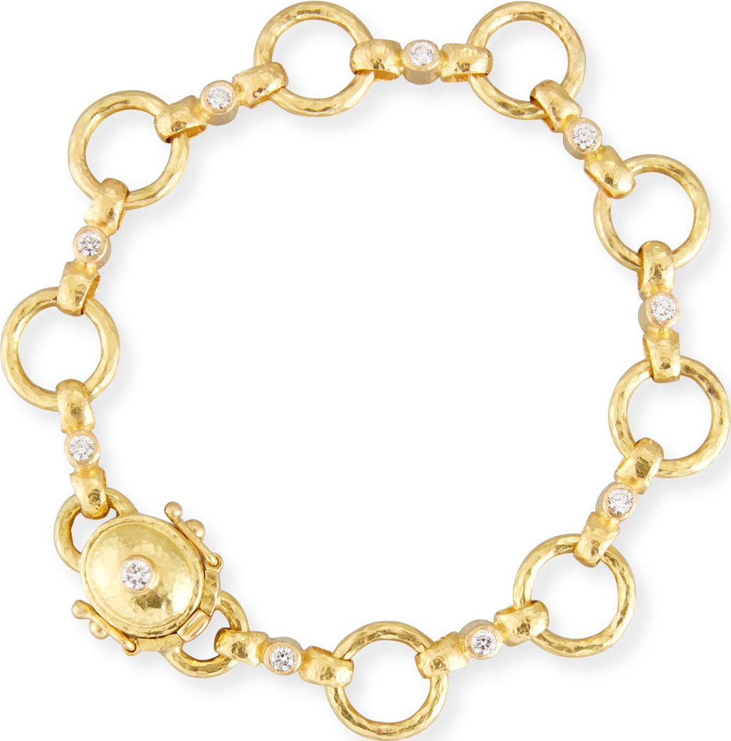 Elizabeth Locke 19k Celtic Link Bracelet w/ Diamonds