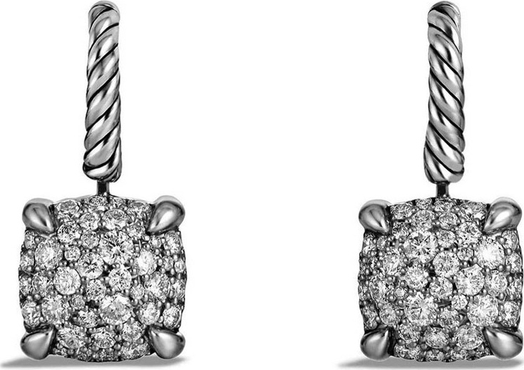 David Yurman Chatelaine Silver Diamond Drop Earrings