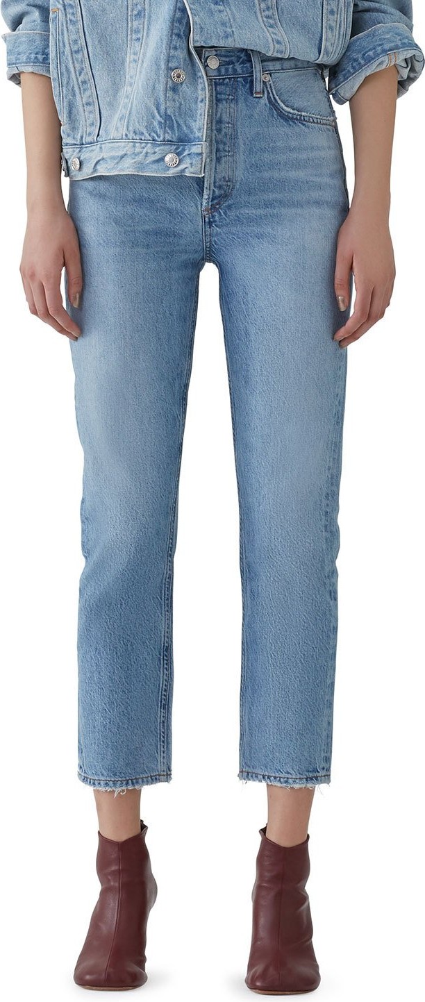 Agolde Riley Crop High-Rise Straight Organic Denim Jeans