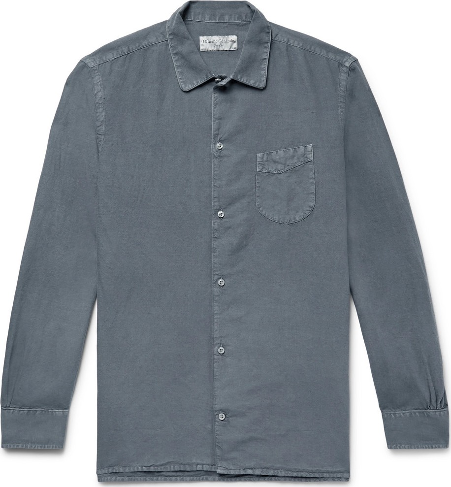 Officine Générale Slim-Fit Pigment-Dyed Cotton and Linen-Blend Shirt