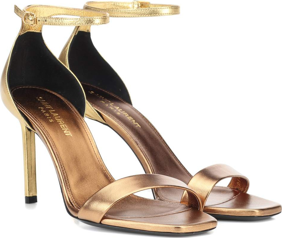 Saint Laurent Amber 85 metallic leather sandals