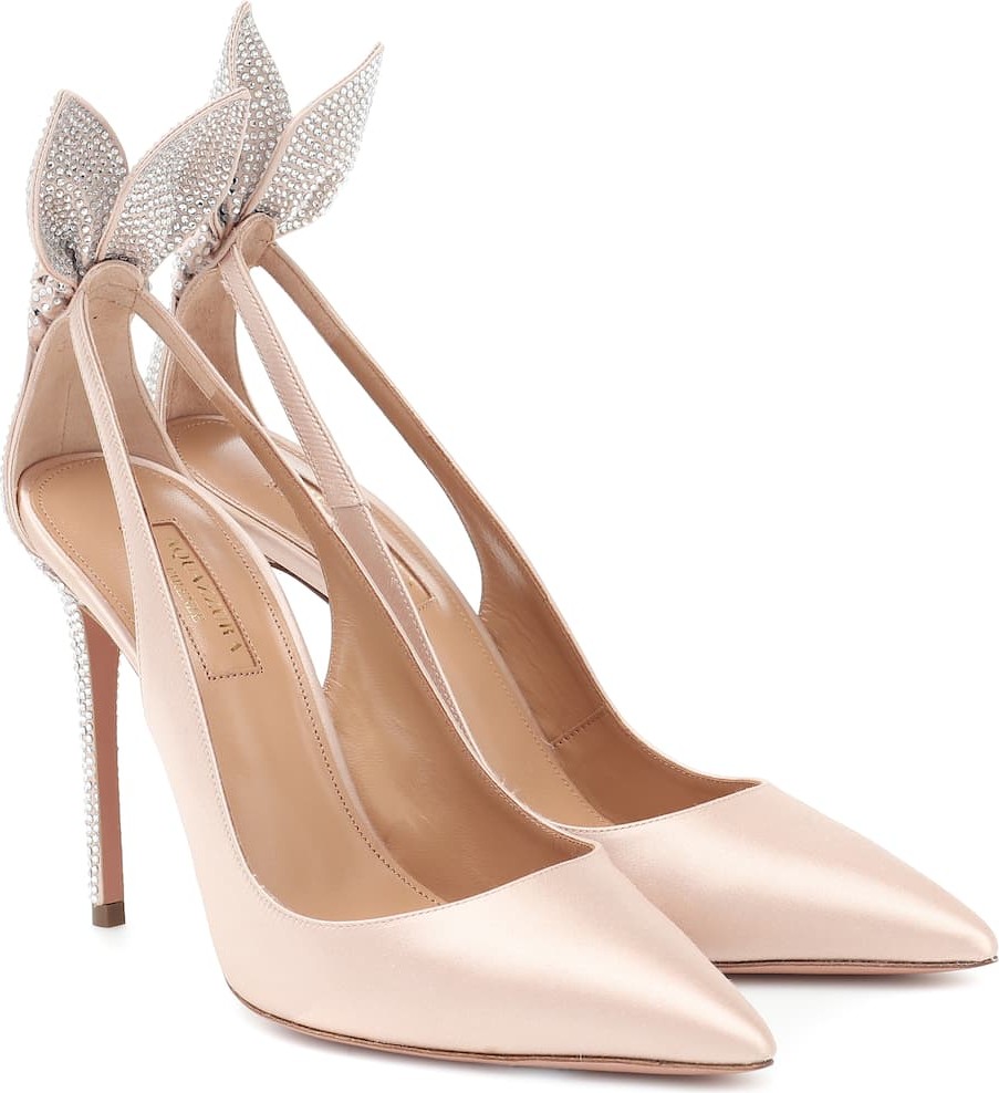 Aquazzura Deneuve 105 embellished satin pumps
