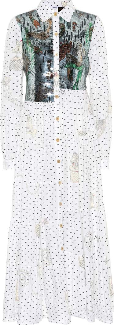 LOEWE X Paula's Ibiza sequinned linen shirt dress
