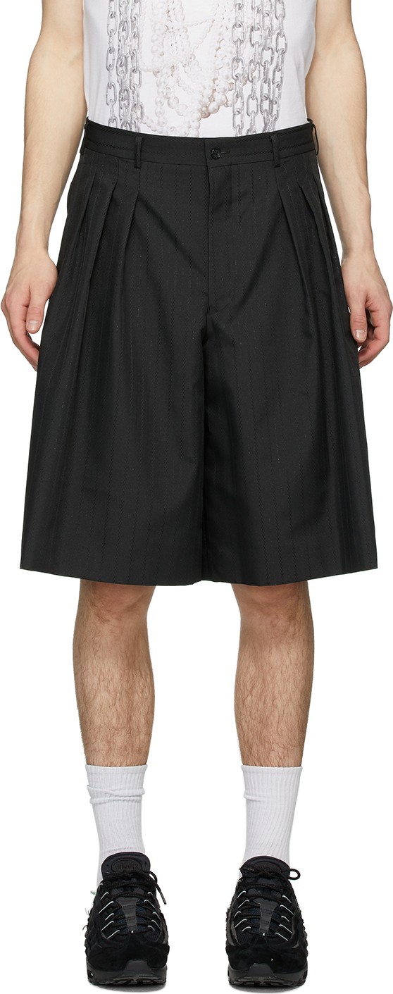 Comme Des Garçons Homme Plus Black Dobby Stripe Shorts
