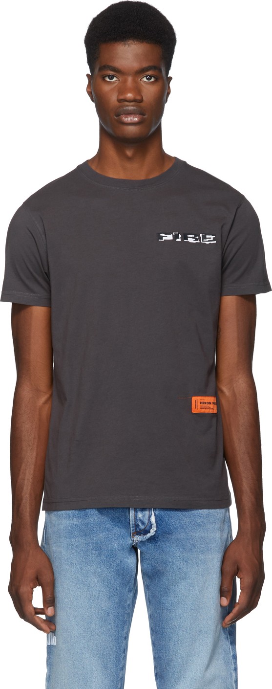 Heron Preston Grey 'Fire' T-Shirt