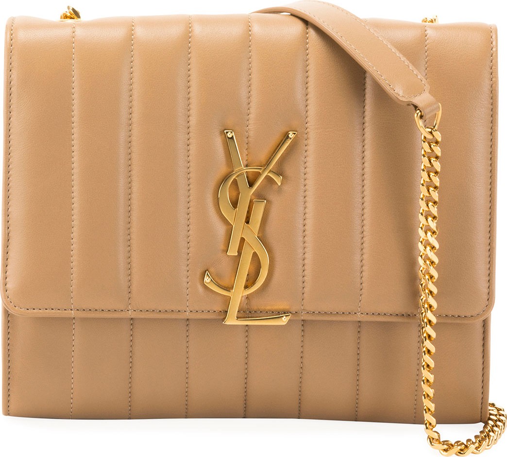 Saint Laurent Vicky Monogram YSL North/South Quilted Leather Wallet on Chain