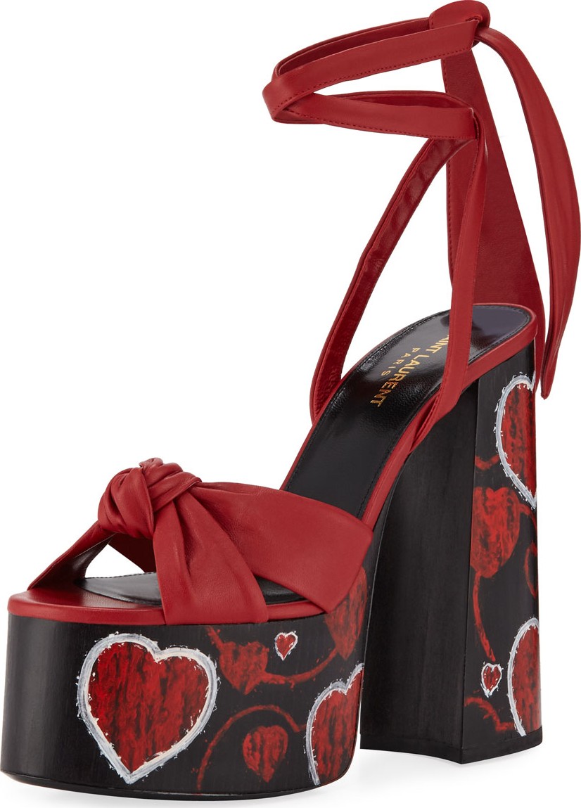 Saint Laurent Paige Platform Leather Sandals