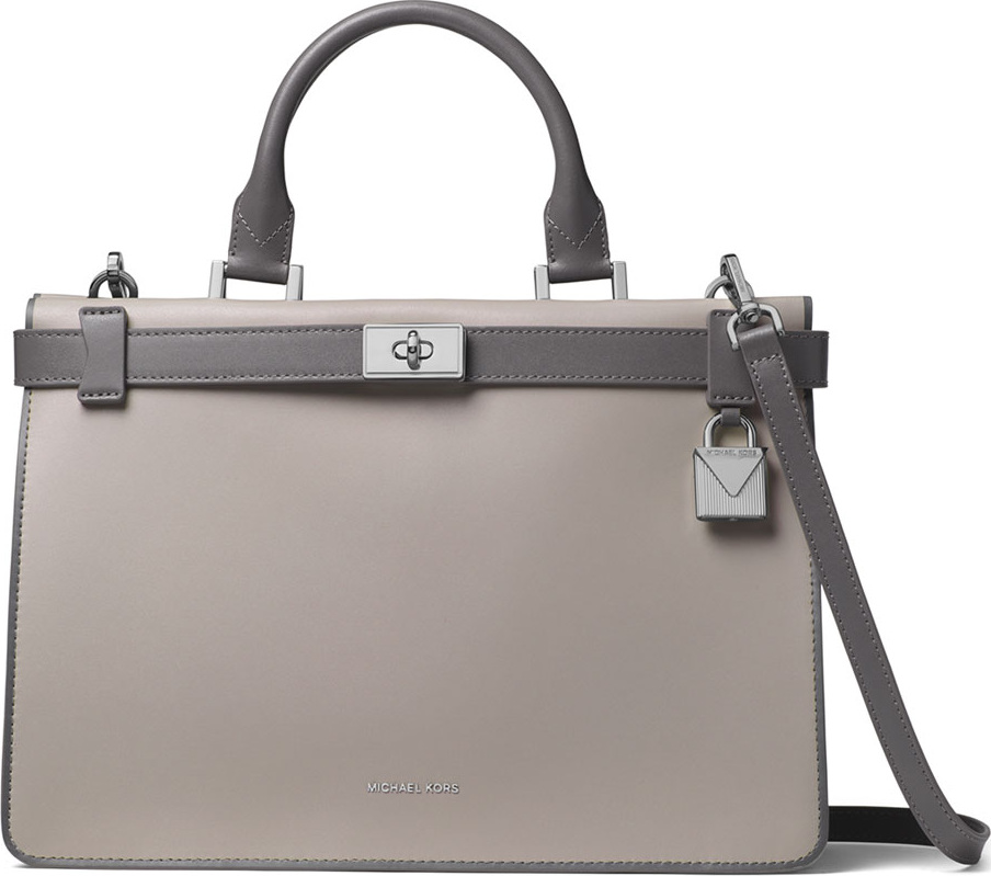 MICHAEL MICHAEL KORS Tatiana Medium Leather Satchel Bag - Silvertone Hardware