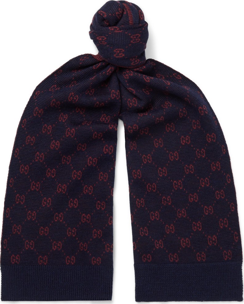 Gucci Logo-Intarsia Alpaca and Wool-Blend Scarf