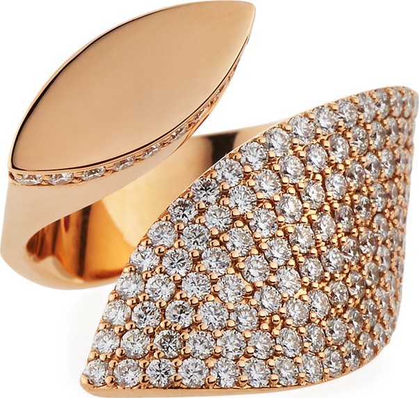 Roberto Coin 18k Rose Gold Diamond Petal Ring, Size 7