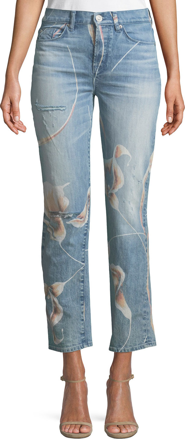 Hudson Zoeey High-Rise Straight-Leg Cropped Dip-Out Jeans