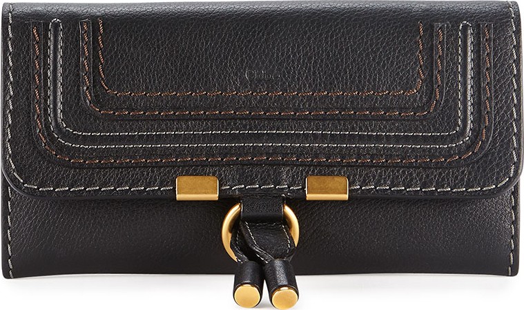 Chloe Marcie Continental Flap Wallet, Black