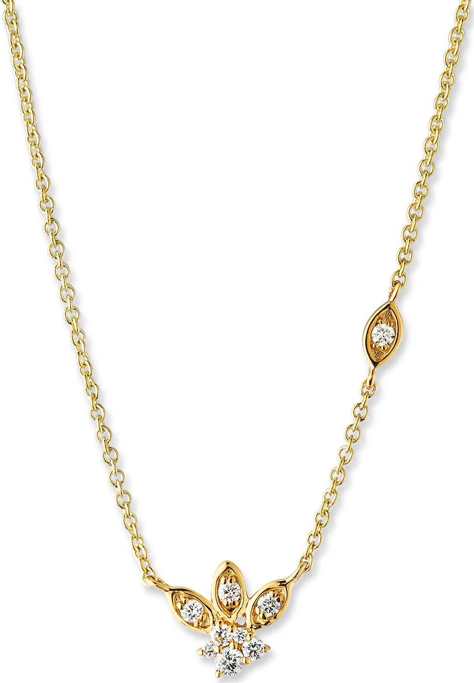 Sydney Evan 14k Gold Diamond Marquise Petal Pendant Necklace