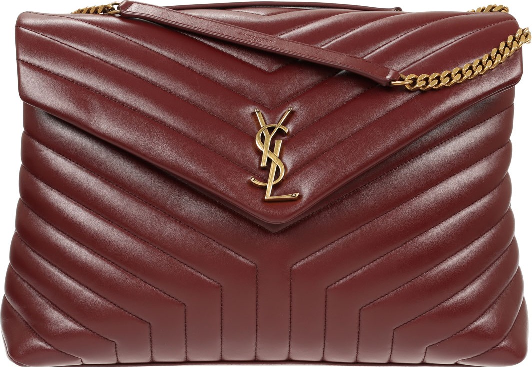 Saint Laurent Loulou Monogram YSL Large V-Flap Chain Shoulder Bag - Lt. Bronze Hardware