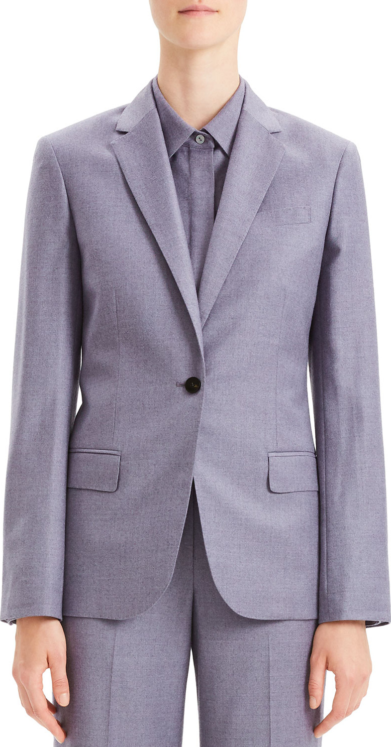 Theory Tailored Flannel Single-Button Wool Staple Blazer
