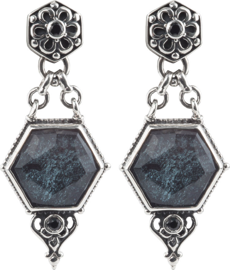 Konstantino Specular Hematite Doublet Dangle Earrings