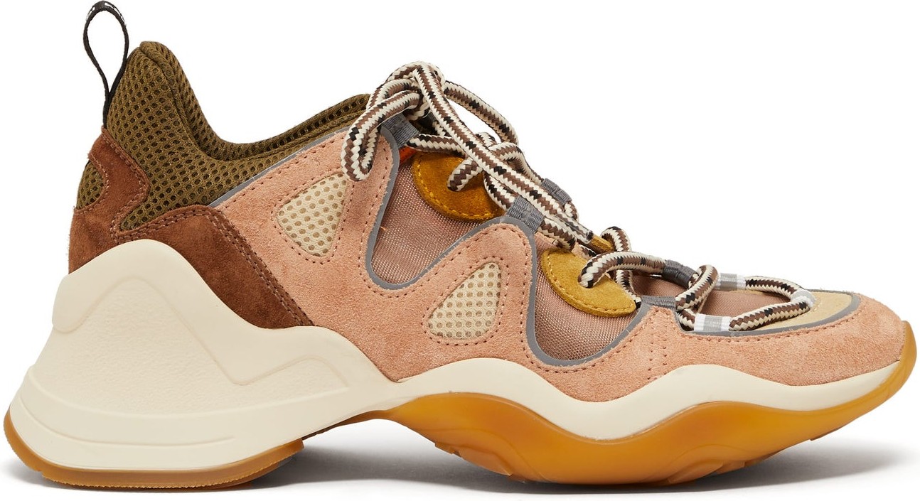 Fendi Panelled mesh and suede trainers