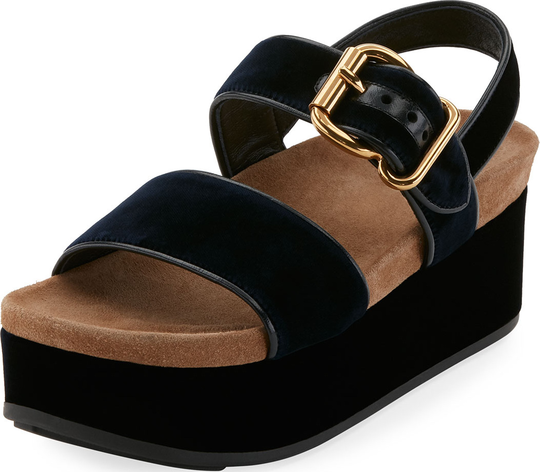 Prada Velvet Platform Double-Band Sandal