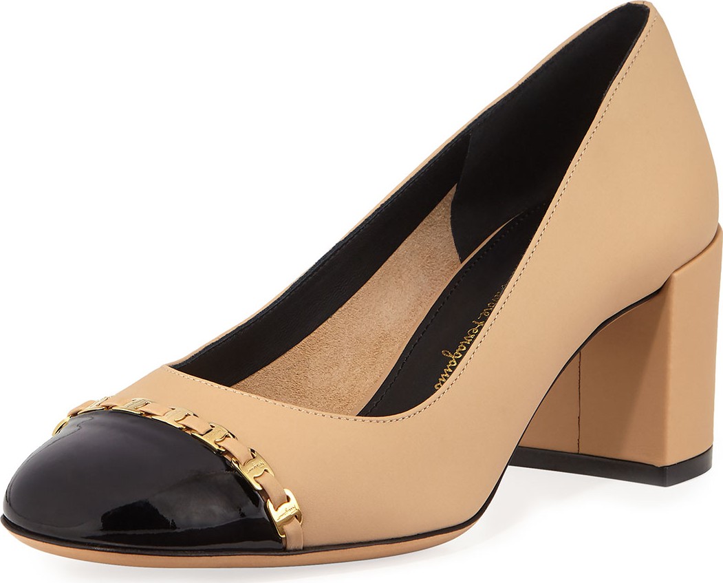 Salvatore Ferragamo Avella Cap-Toe Pumps with Mini Buckles