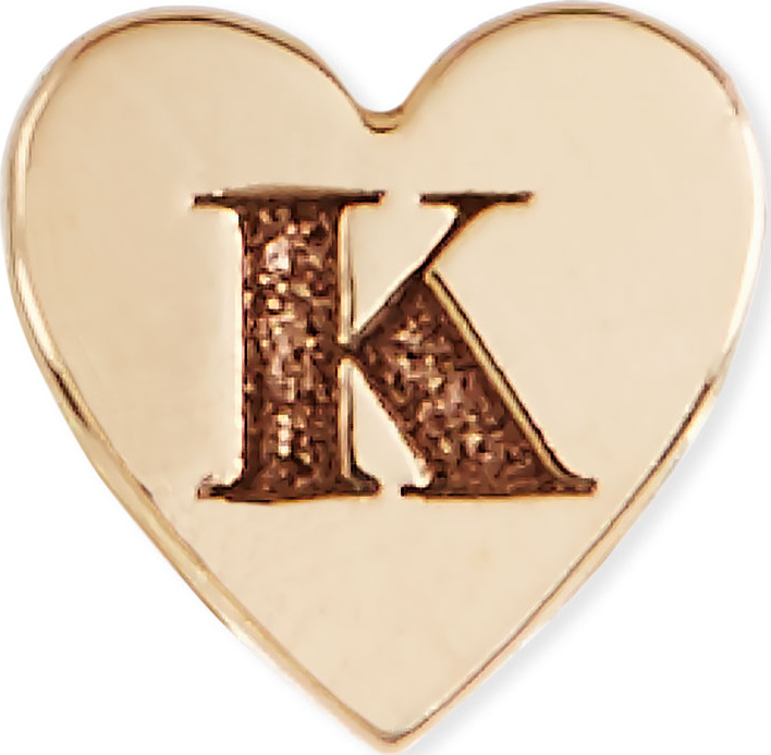 Zoe Chicco 14K Initial Tiny Heart Stud Earring