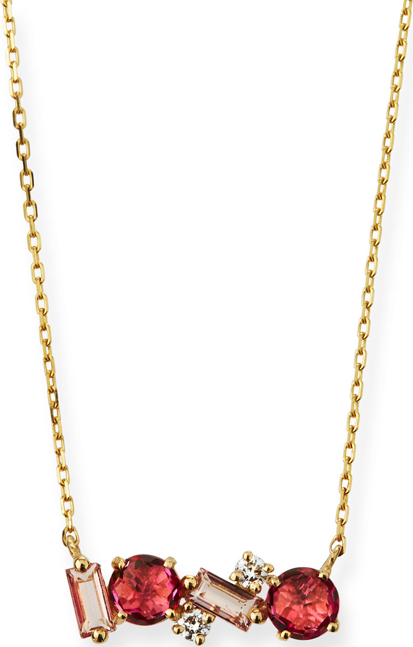 KALAN by Suzanne Kalan 14k Gold Mini Pink & Morganite Topaz Fireworks Necklace